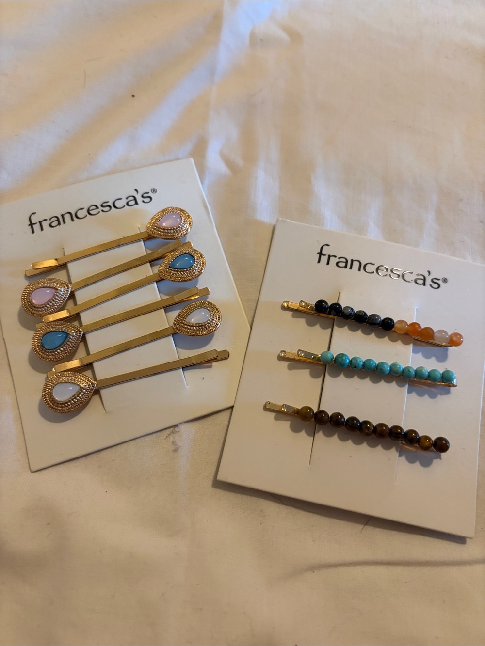 Francesca's Beaded Hair Pin Set - Black, Orange, Turquoise, Brown